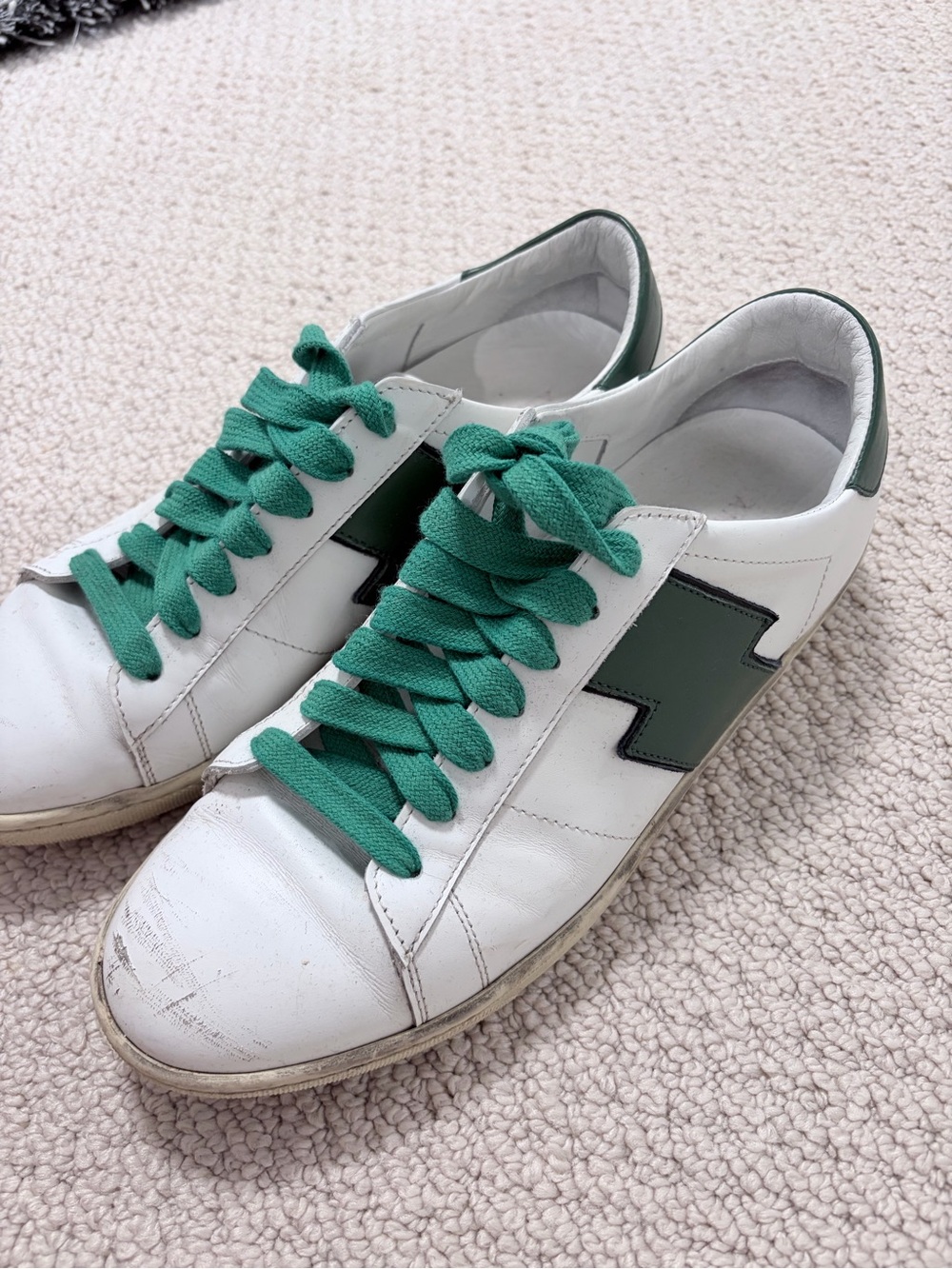AMIRI White Green Leather Colorblock Sneakers EU 42
